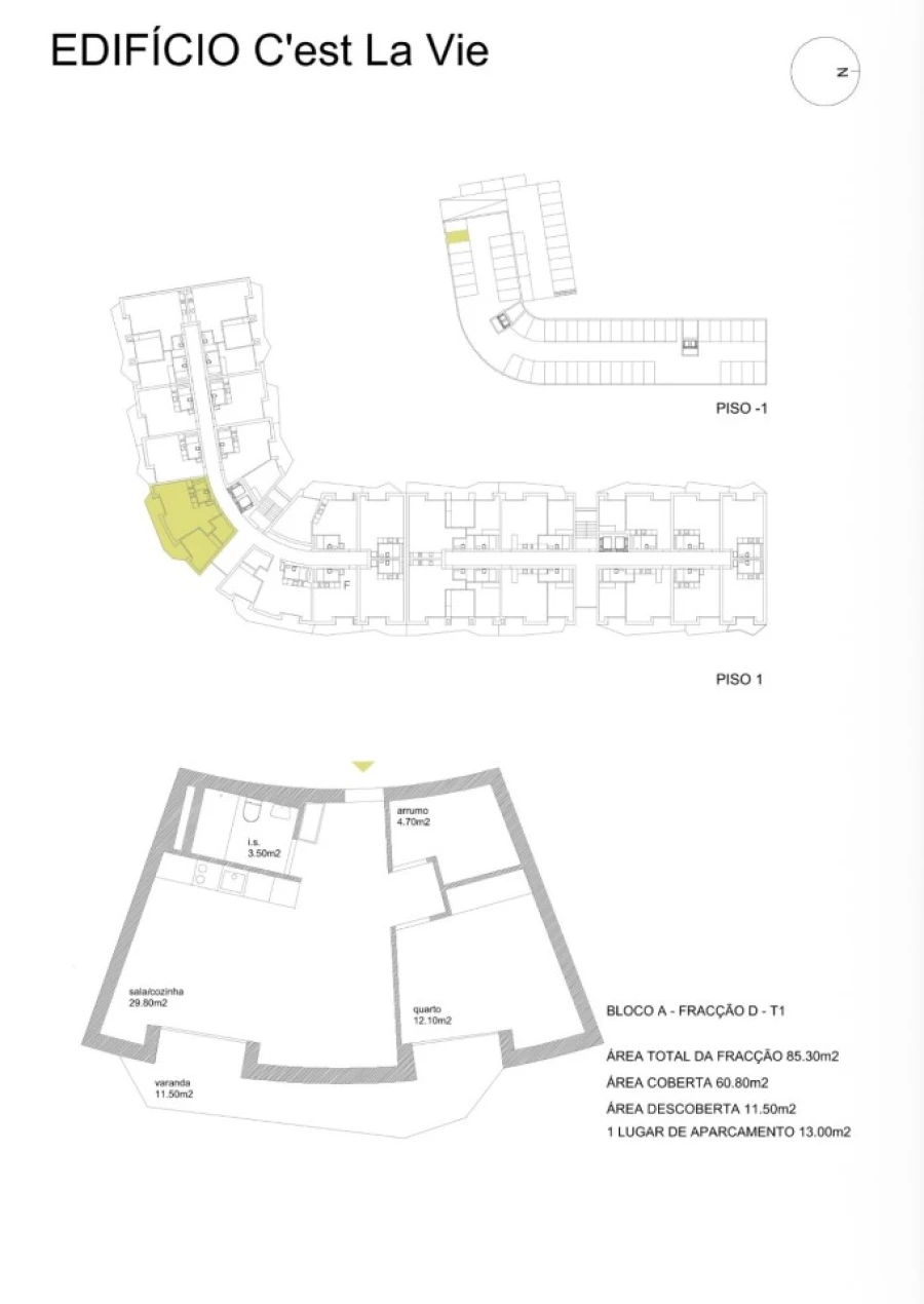 Apartamento T1 para Venda em Fânzeres e São Pedro da Cova Planta 1
