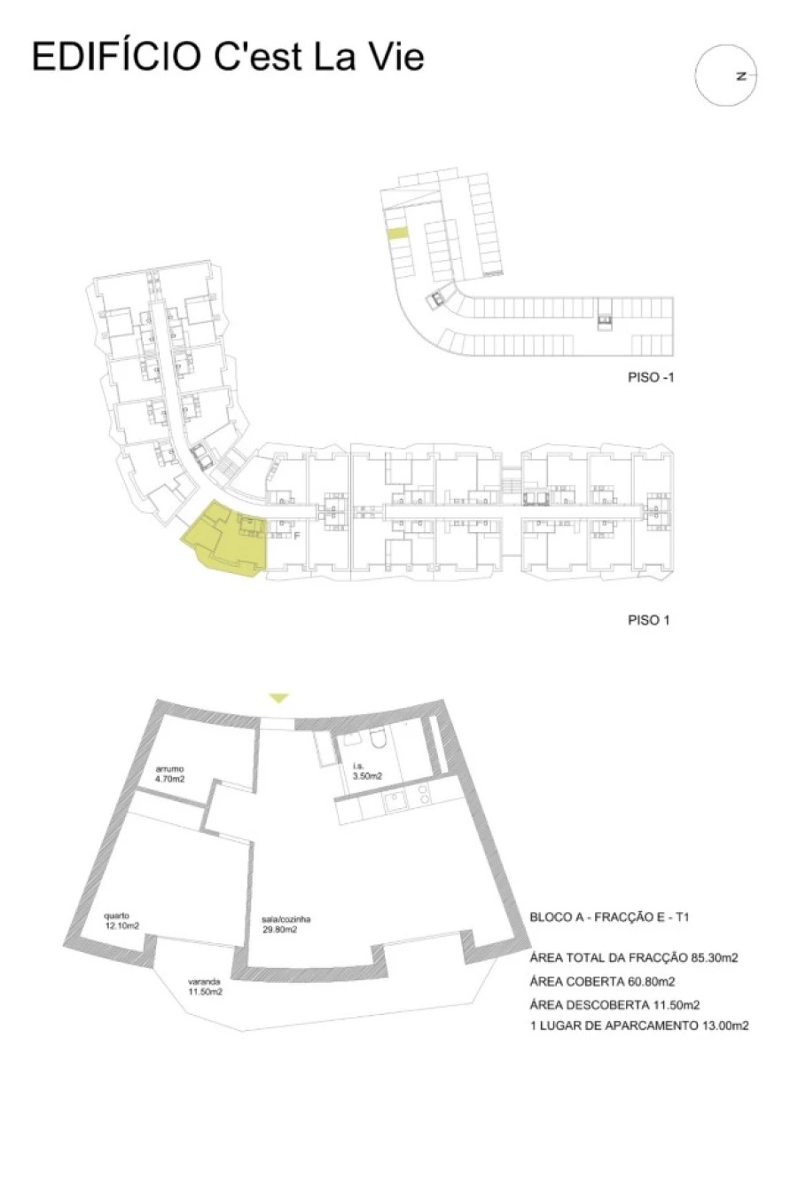 Apartamento T1 para Venda em Fânzeres e São Pedro da Cova Planta 1