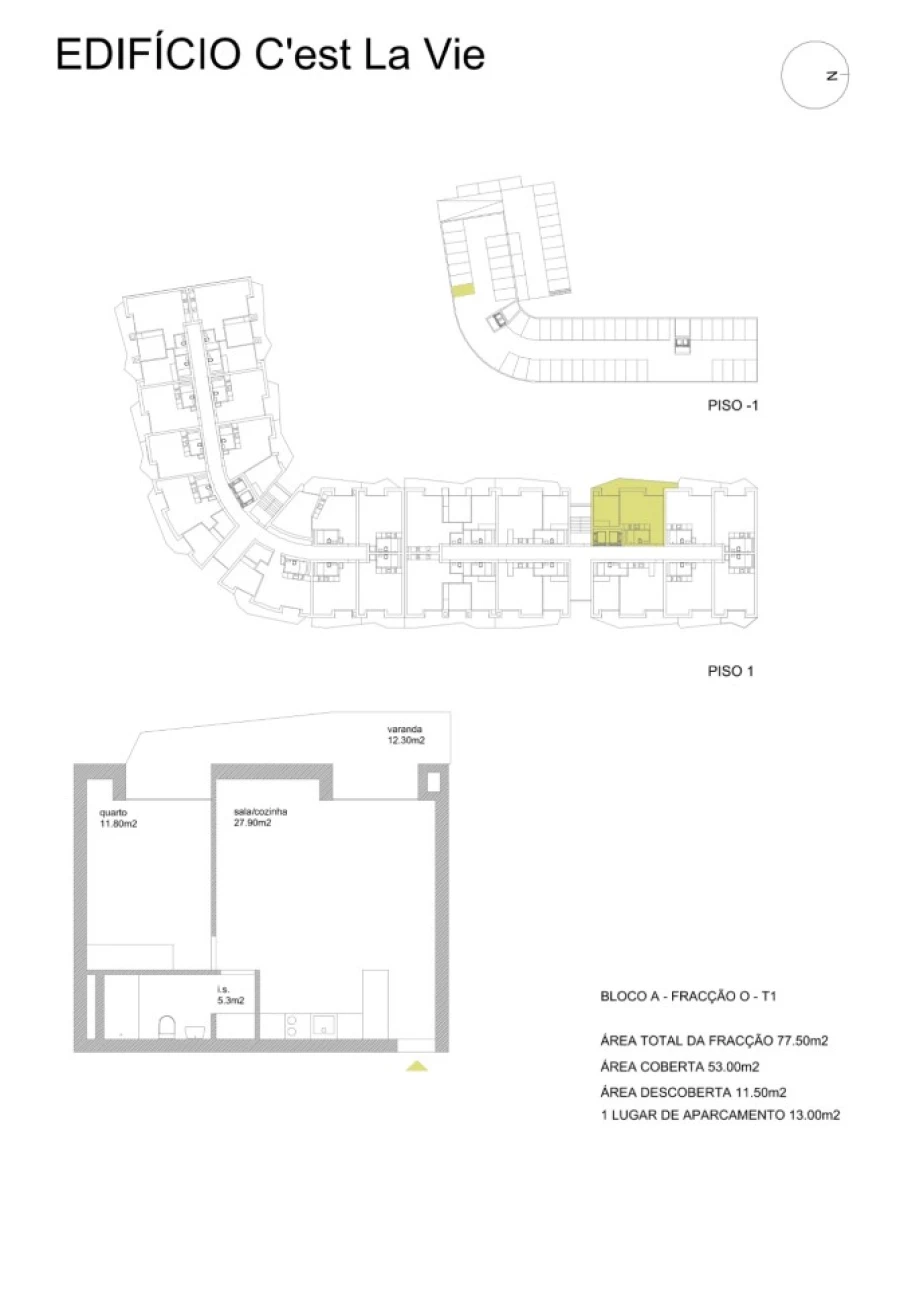 Apartamento T1 para Venda em Fânzeres e São Pedro da Cova Planta 1