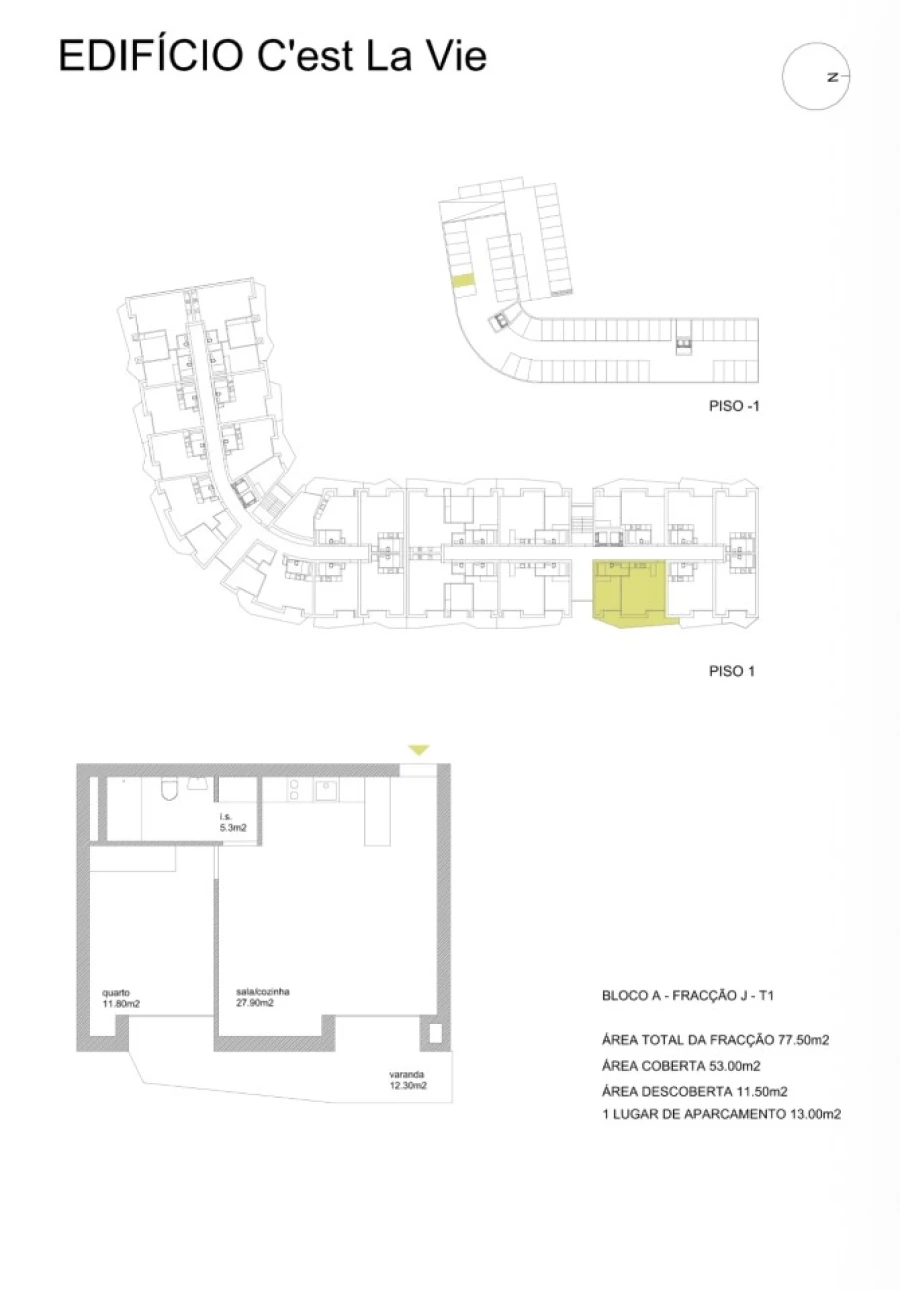 Apartamento T1 para Venda em Fânzeres e São Pedro da Cova Planta 1