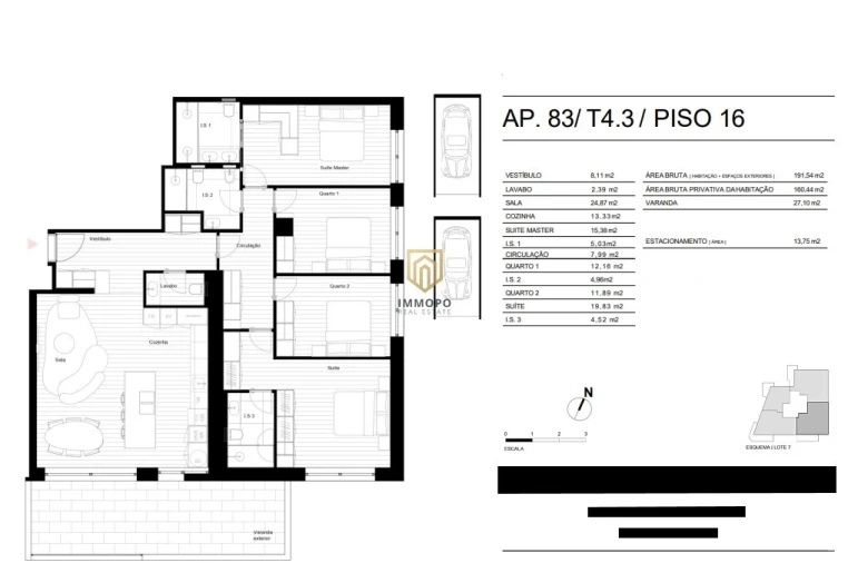 Apartamento T4 para Venda em Matosinhos e Leça da Palmeira Planta 1