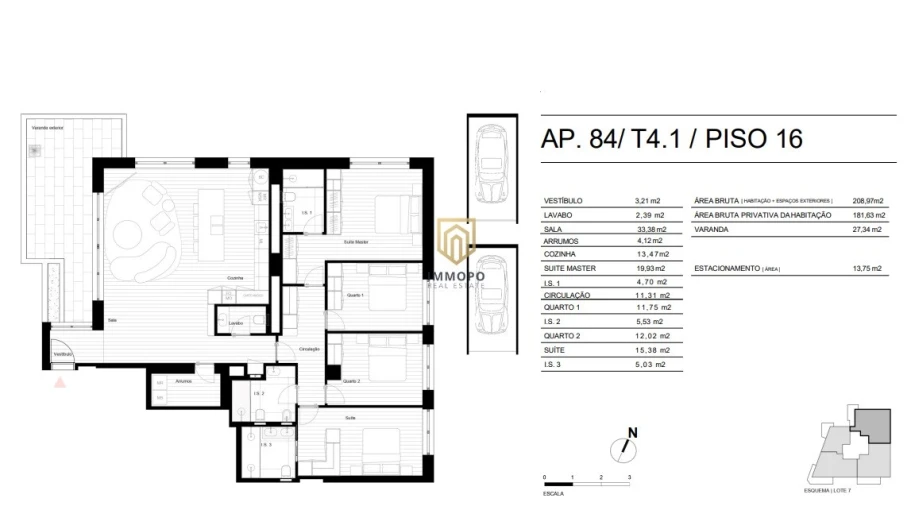 Apartamento T4 para Venda em Matosinhos e Leça da Palmeira Planta 1