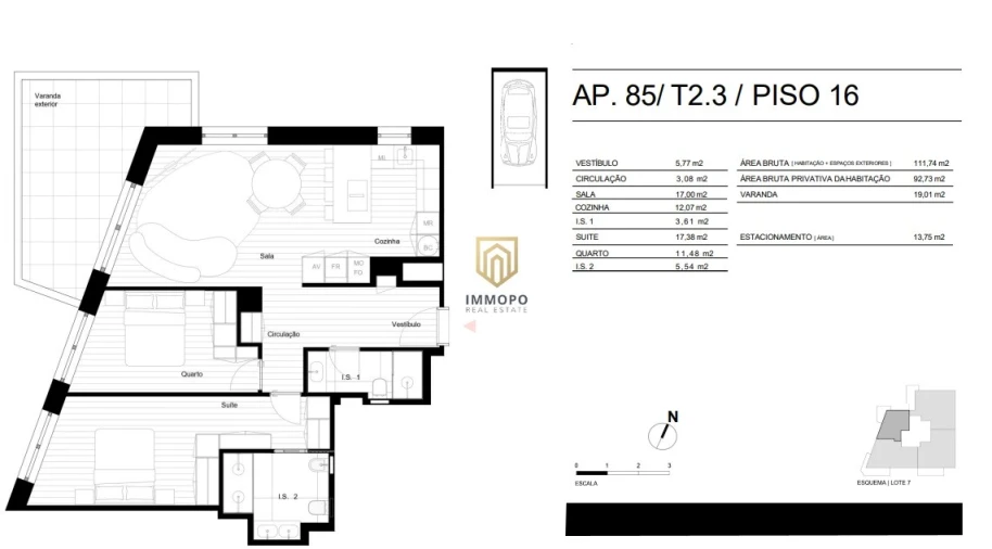 Apartamento T2 para Venda em Matosinhos e Leça da Palmeira Planta 1