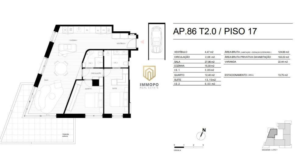 Apartamento T2 para Venda em Matosinhos e Leça da Palmeira Planta 1