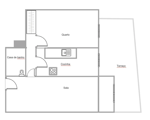 Apartamento T1 para Arrendamento em Paranhos Planta 1