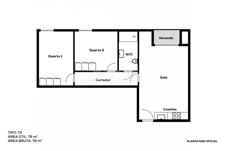 Apartamento T2 para Venda em Antas e Abade de Vermoim Planta 1