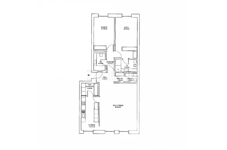 Apartamento T2 para Arrendamento em Ajuda Planta 1