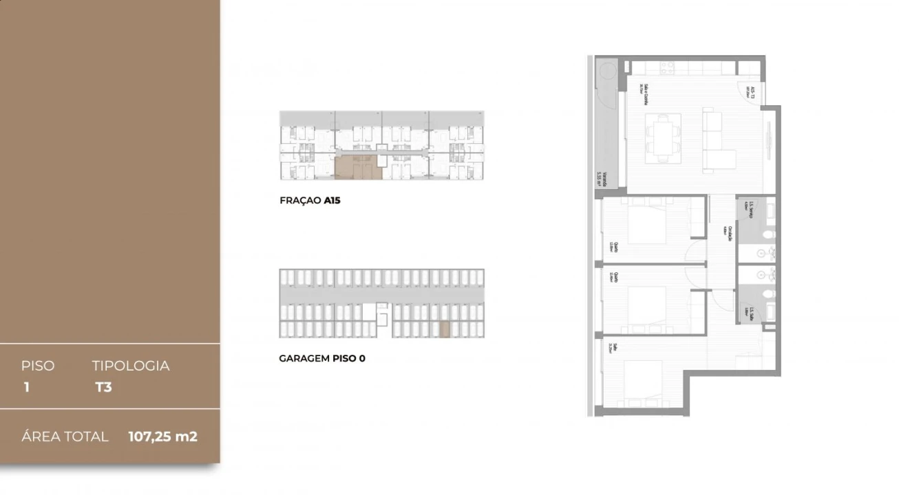 Apartamento T3 para Venda em Fânzeres e São Pedro da Cova Planta 2