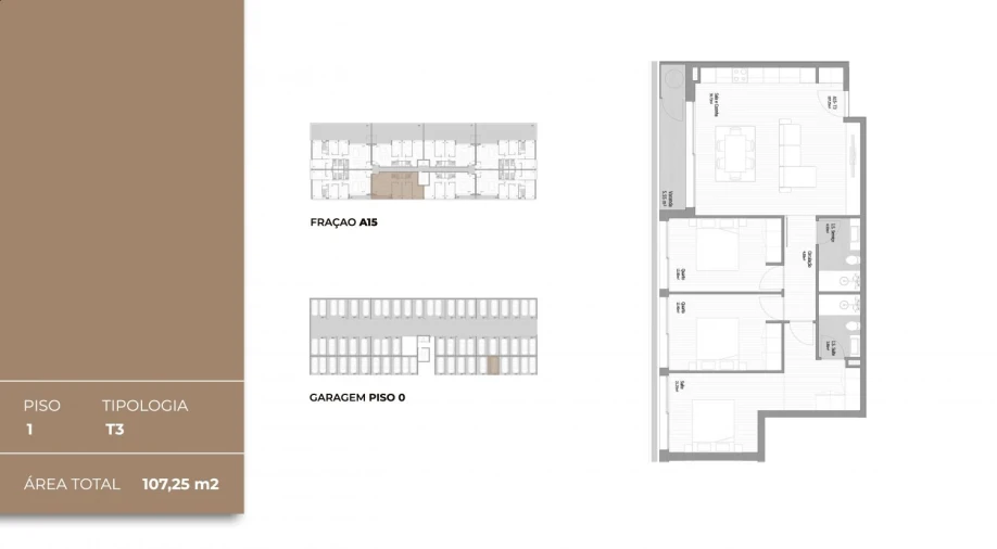 Apartamento T3 para Venda em Fânzeres e São Pedro da Cova Planta 2