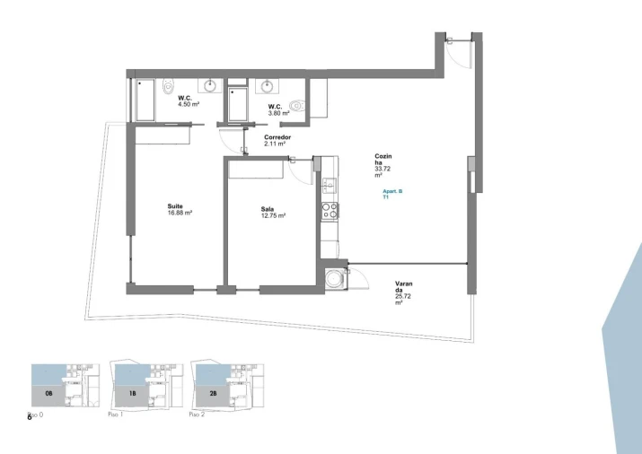 Apartamento T1 para Venda em Oliveira do Bairro Planta 1
