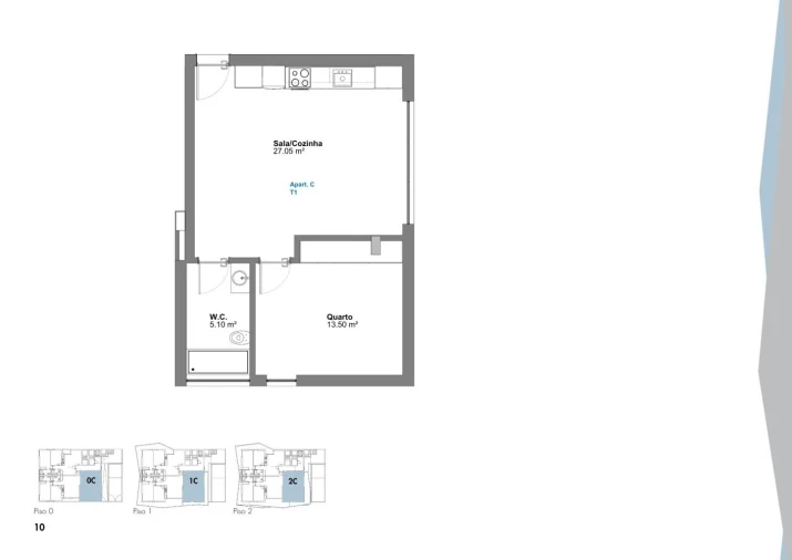 Apartamento T1 para Venda em Oliveira do Bairro Planta 2