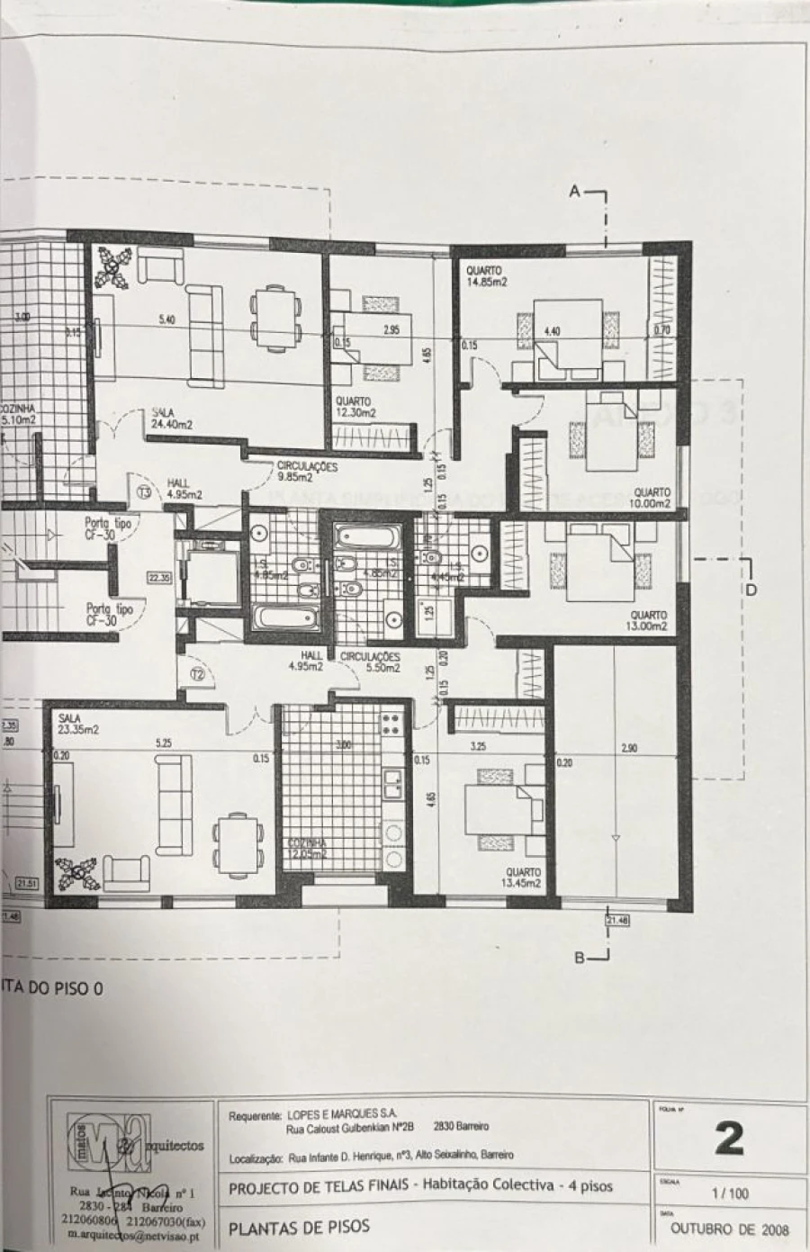 Apartamento T3 para Venda em Alto do Seixalinho, Santo André e Verderena Planta 1