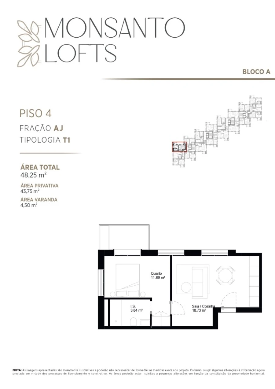 Apartamento T1 para Venda em Paranhos Planta 1