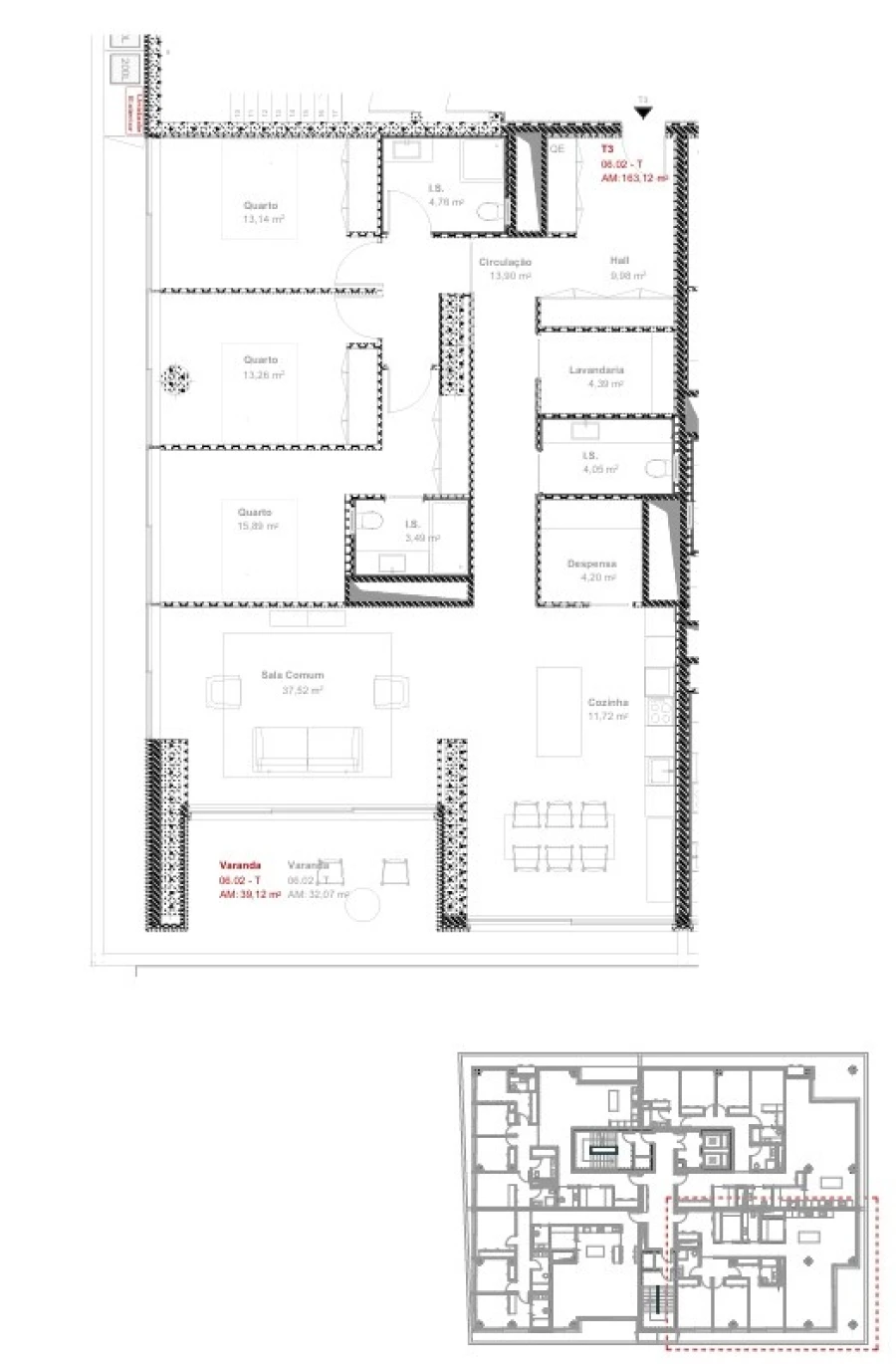 Apartamento T3 para Venda em Ramalde Planta 1