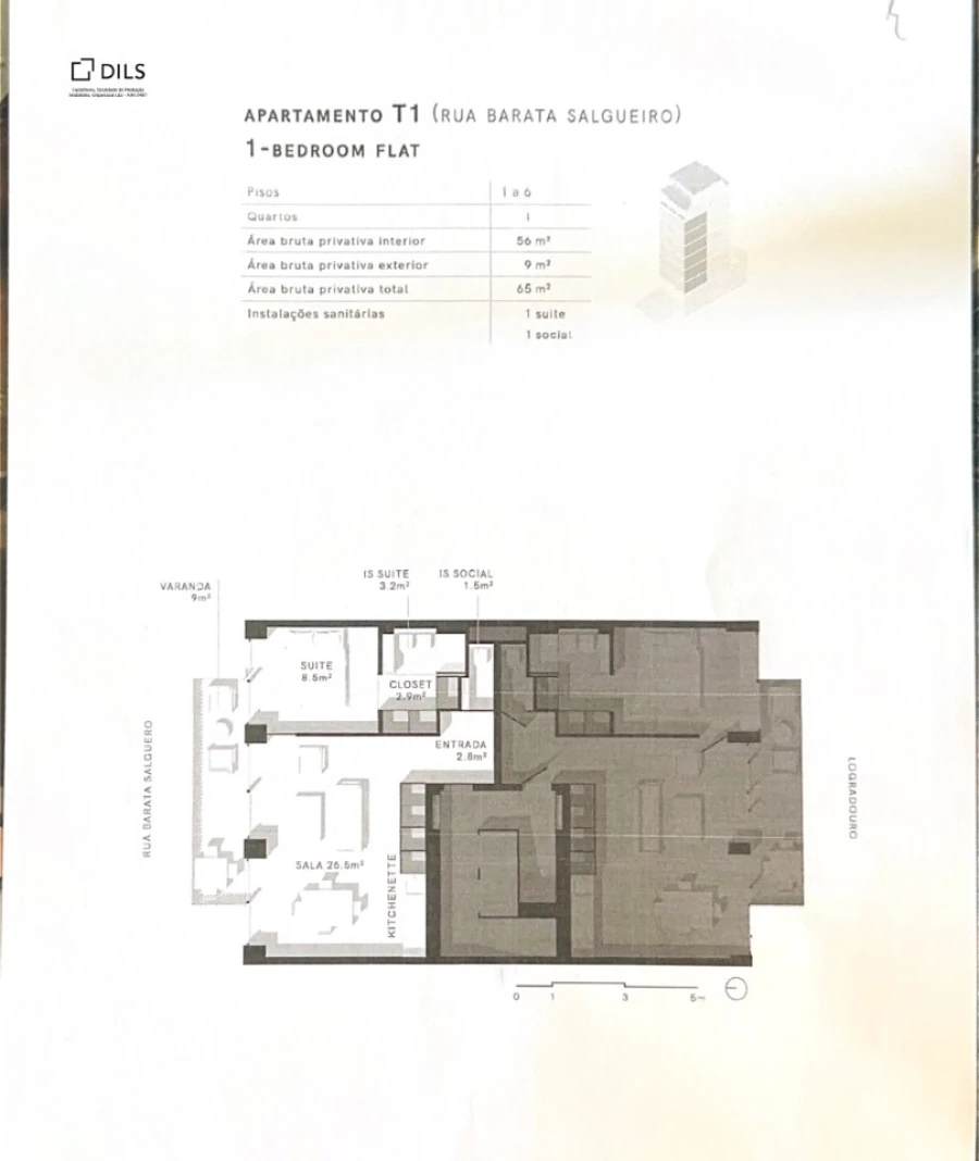 Apartamento T1 para Venda em Santo António Planta 1