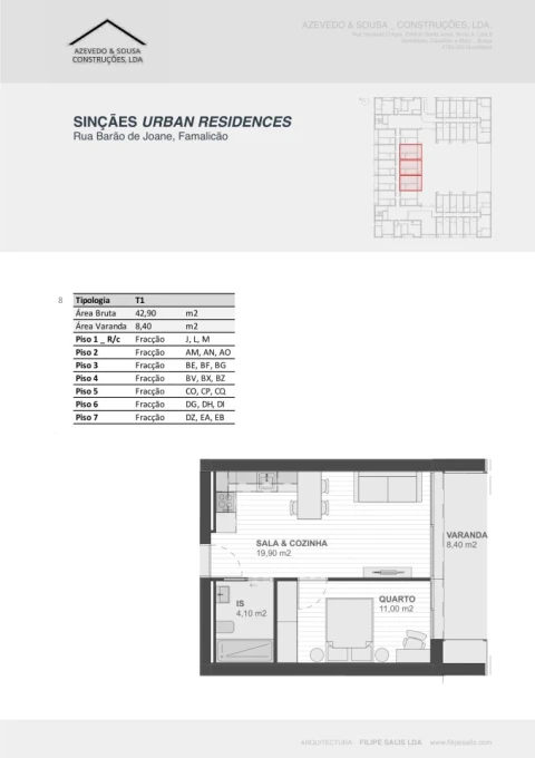 Apartamento T1 para Venda em Vila Nova de Famalicão e Calendário