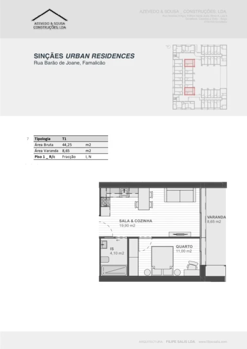 Apartamento T1 para Venda em Vila Nova de Famalicão e Calendário
