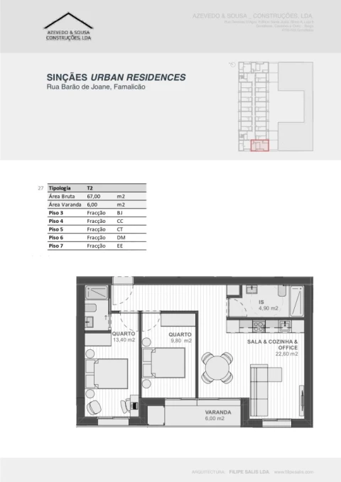 Apartamento T2 para Venda em Vila Nova de Famalicão e Calendário