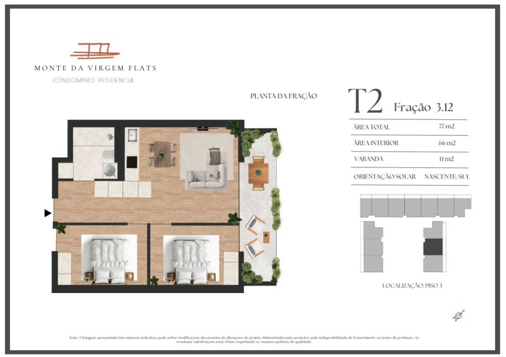 Apartamento T2 para Venda em Vilar de Andorinho Planta 2