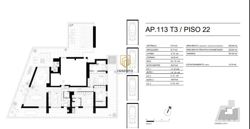 Apartamento T3 para Venda em Matosinhos e Leça da Palmeira Planta 1