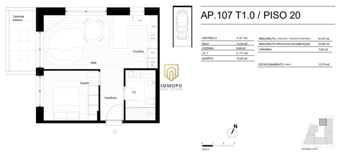 Apartamento T1 para Venda em Matosinhos e Leça da Palmeira Planta 1
