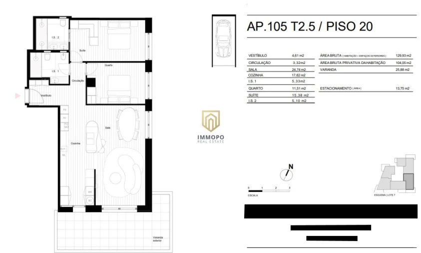 Apartamento T2 para Venda em Matosinhos e Leça da Palmeira Planta 1