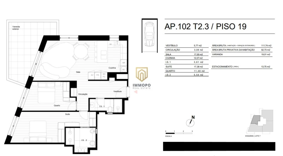 Apartamento T2 para Venda em Matosinhos e Leça da Palmeira Planta 1