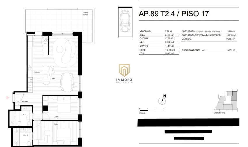 Apartamento T2 para Venda em Matosinhos e Leça da Palmeira Planta 1