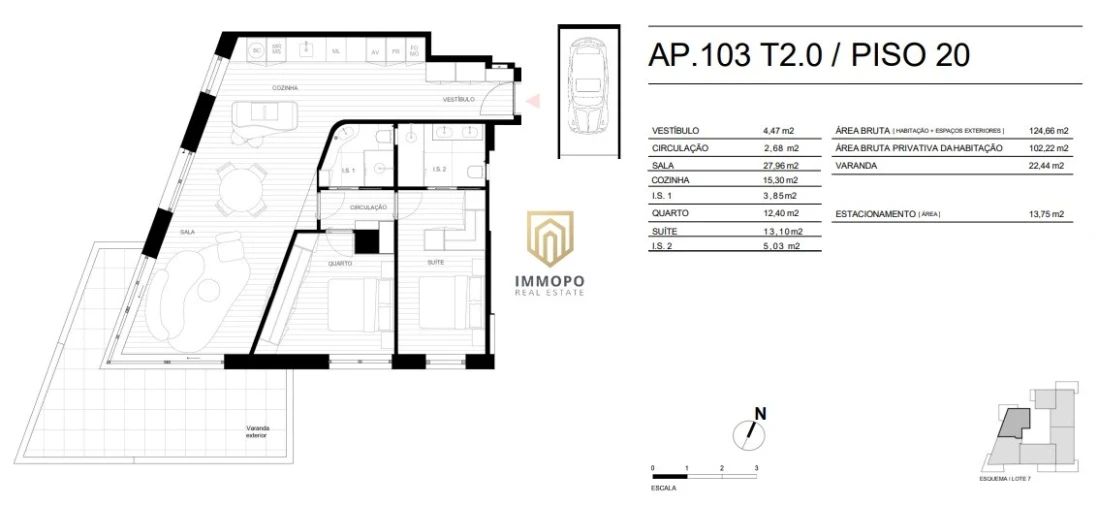 Apartamento T2 para Venda em Matosinhos e Leça da Palmeira Planta 1