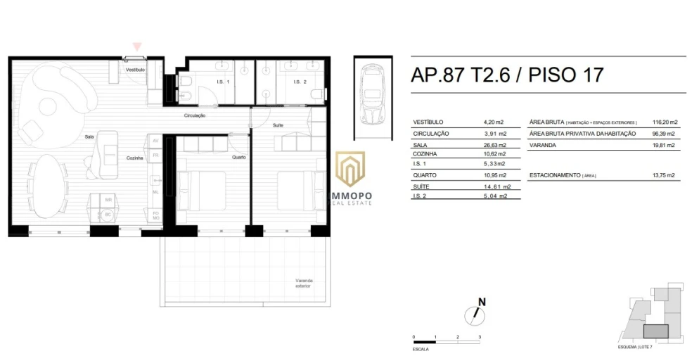 Apartamento T2 para Venda em Matosinhos e Leça da Palmeira Planta 1