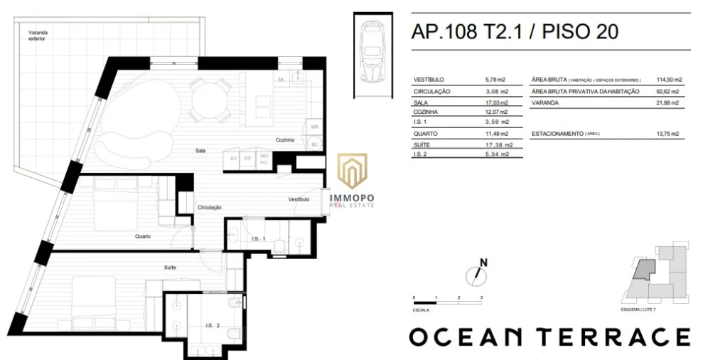 Apartamento T2 para Venda em Matosinhos e Leça da Palmeira Planta 1