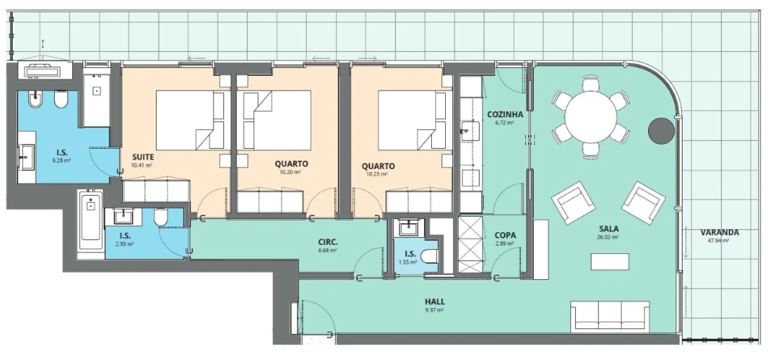 Apartamento T3 para Arrendamento em Alto do Seixalinho, Santo André e Verderena Planta 1