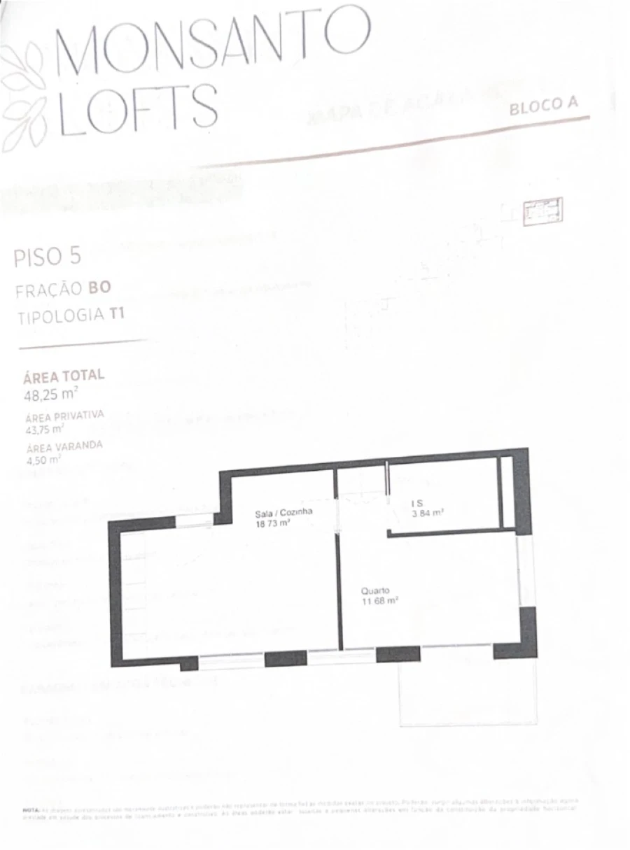 Apartamento T1 para Venda em Paranhos Planta 1