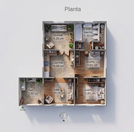 Moradia T2 para Venda em Evora Monte (Santa Maria) Planta 1