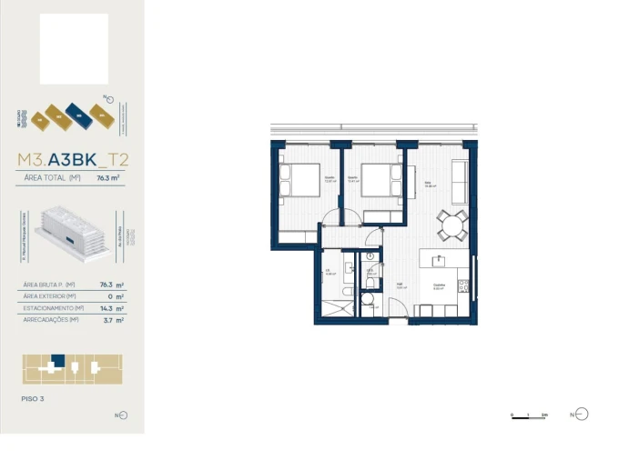 Apartamento T2 para Venda em Santa Marinha e São Pedro da Afurada Planta 1