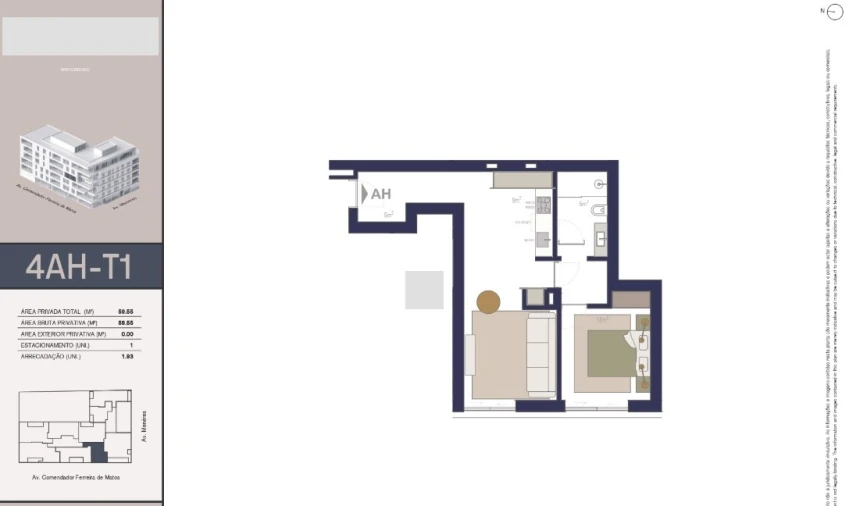 Apartamento T1 para Venda em Matosinhos e Leça da Palmeira Planta 1