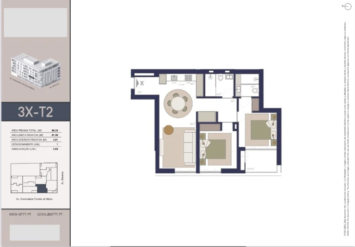 Apartamento T2 para Venda em Matosinhos e Leça da Palmeira Planta 1