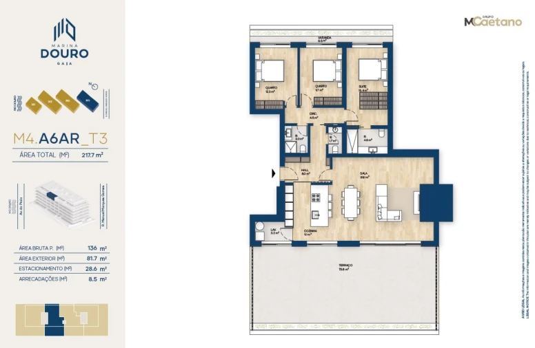 Apartamento T3 para Venda em Santa Marinha e São Pedro da Afurada Planta 1