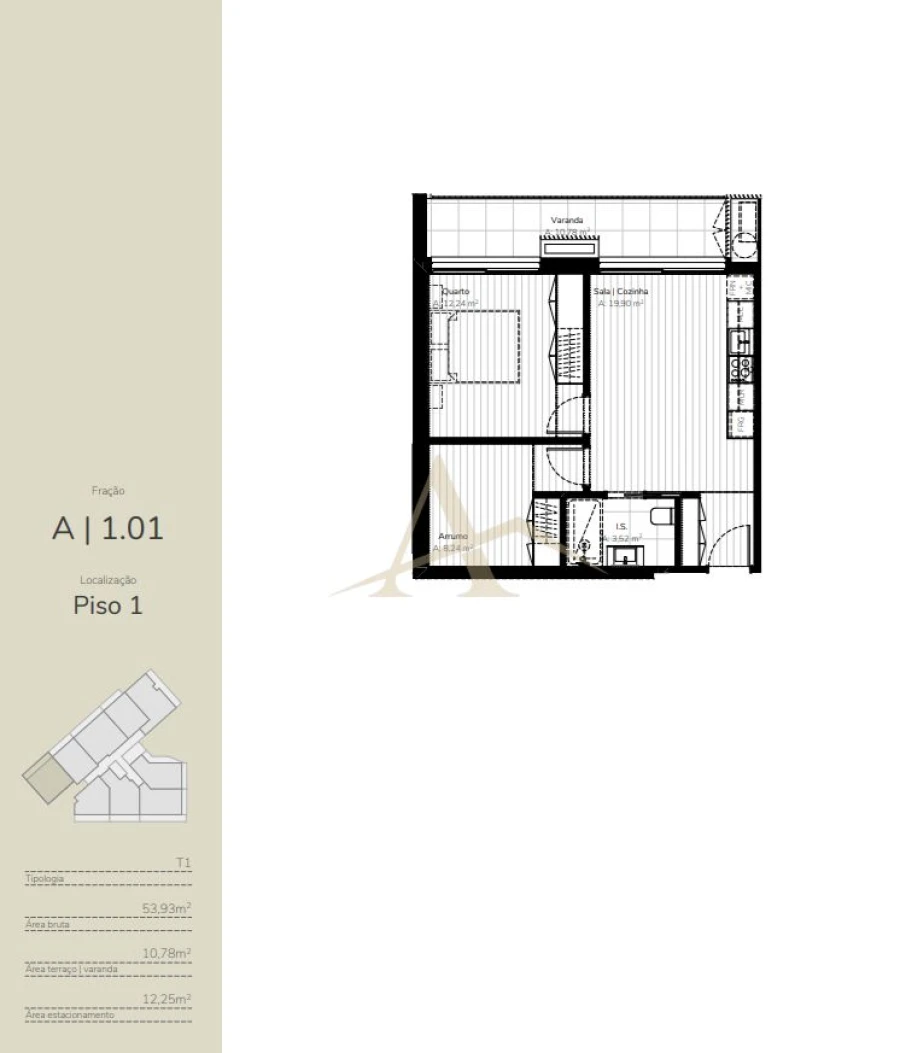 Apartamento T1 para Venda em Oliveira do Douro Planta 1