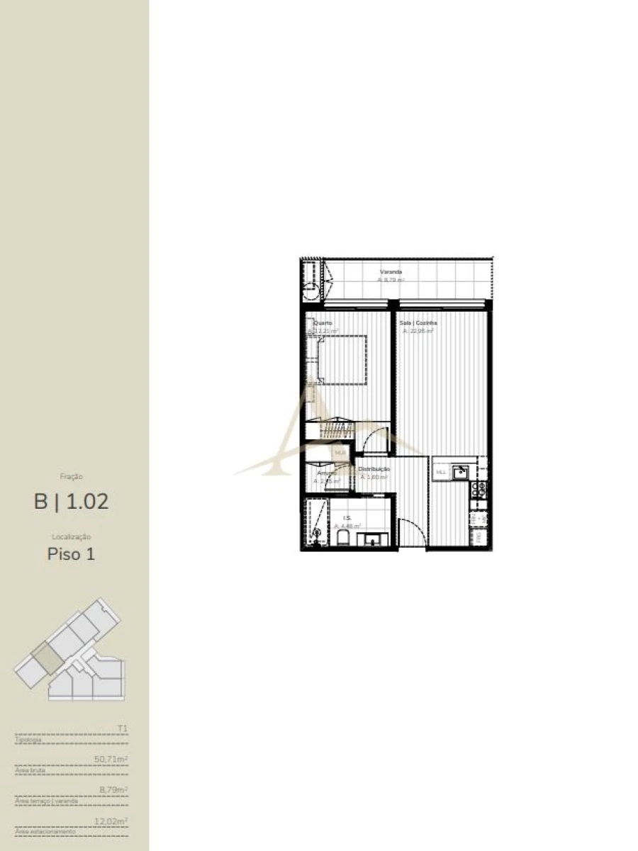 Apartamento T1 para Venda em Oliveira do Douro Planta 1