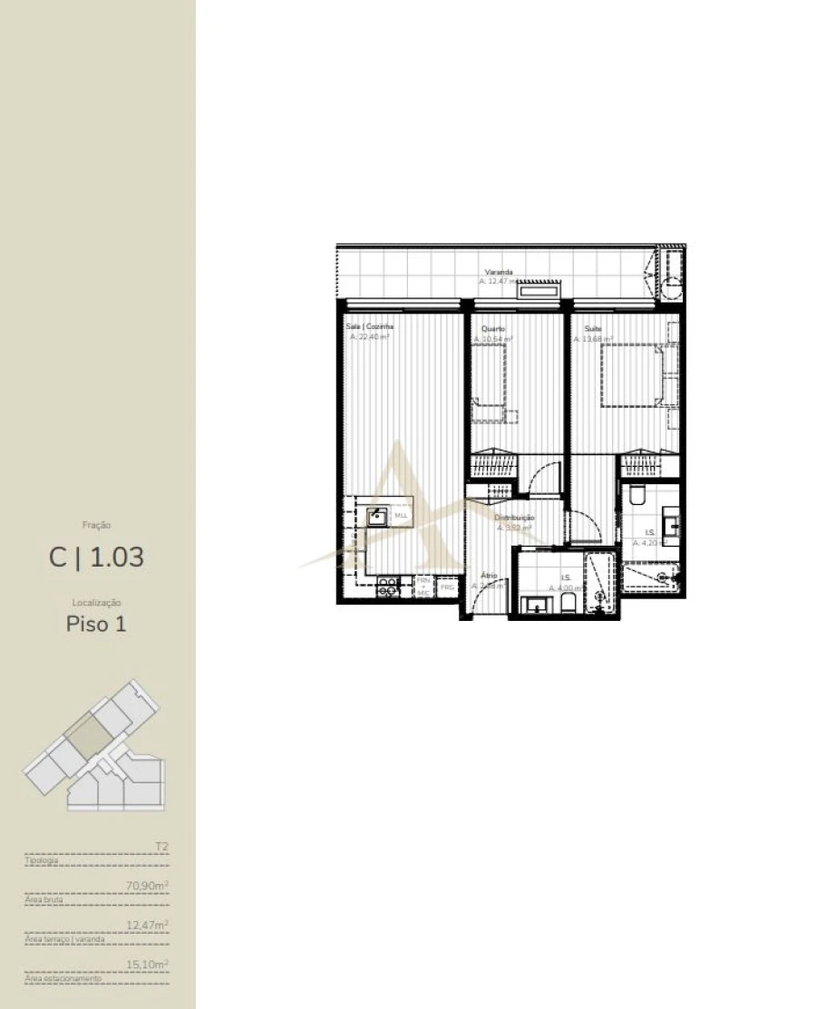 Apartamento T2 para Venda em Oliveira do Douro Planta 1