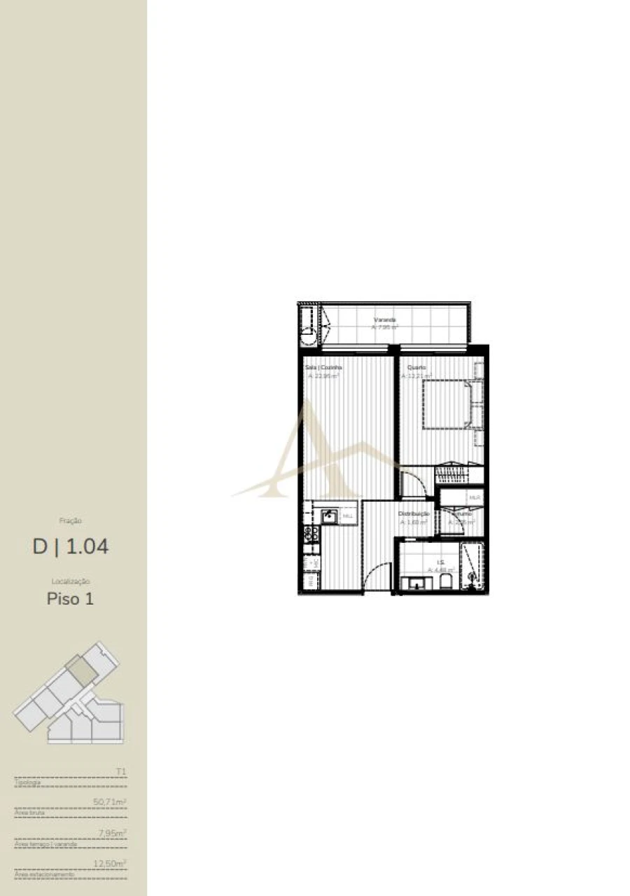 Apartamento T1 para Venda em Oliveira do Douro Planta 1