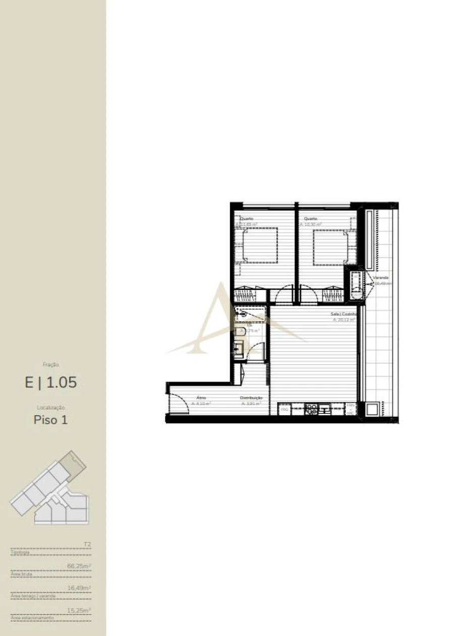 Apartamento T2 para Venda em Oliveira do Douro Planta 1