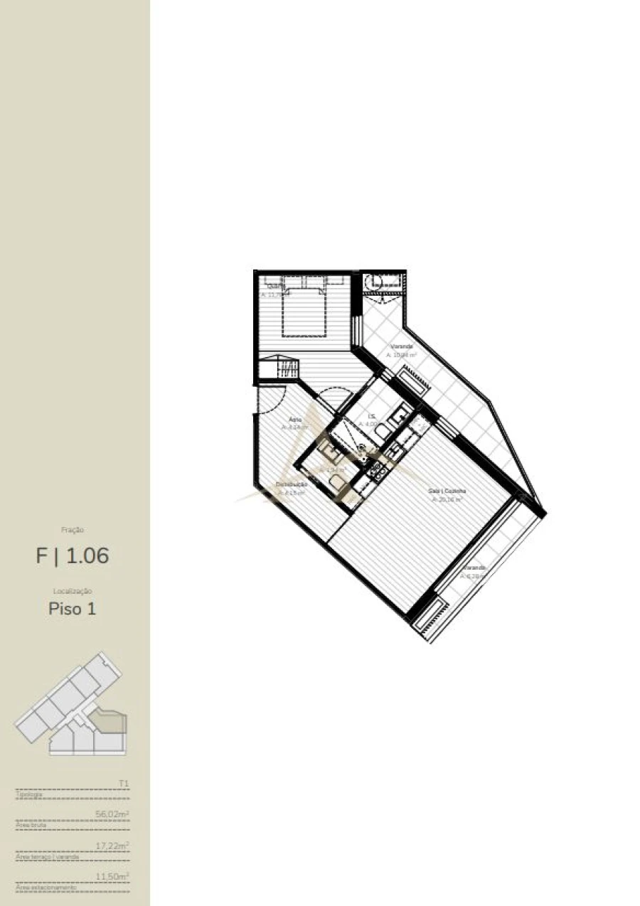 Apartamento T1 para Venda em Oliveira do Douro Planta 1