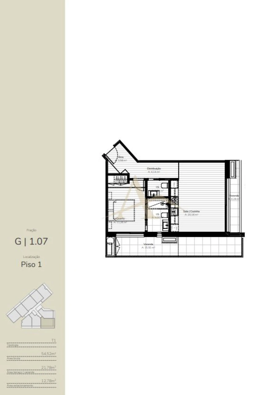 Apartamento T1 para Venda em Oliveira do Douro Planta 1