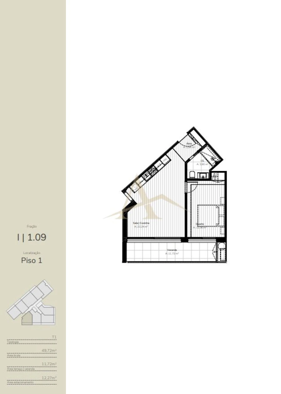 Apartamento T1 para Venda em Oliveira do Douro Planta 1
