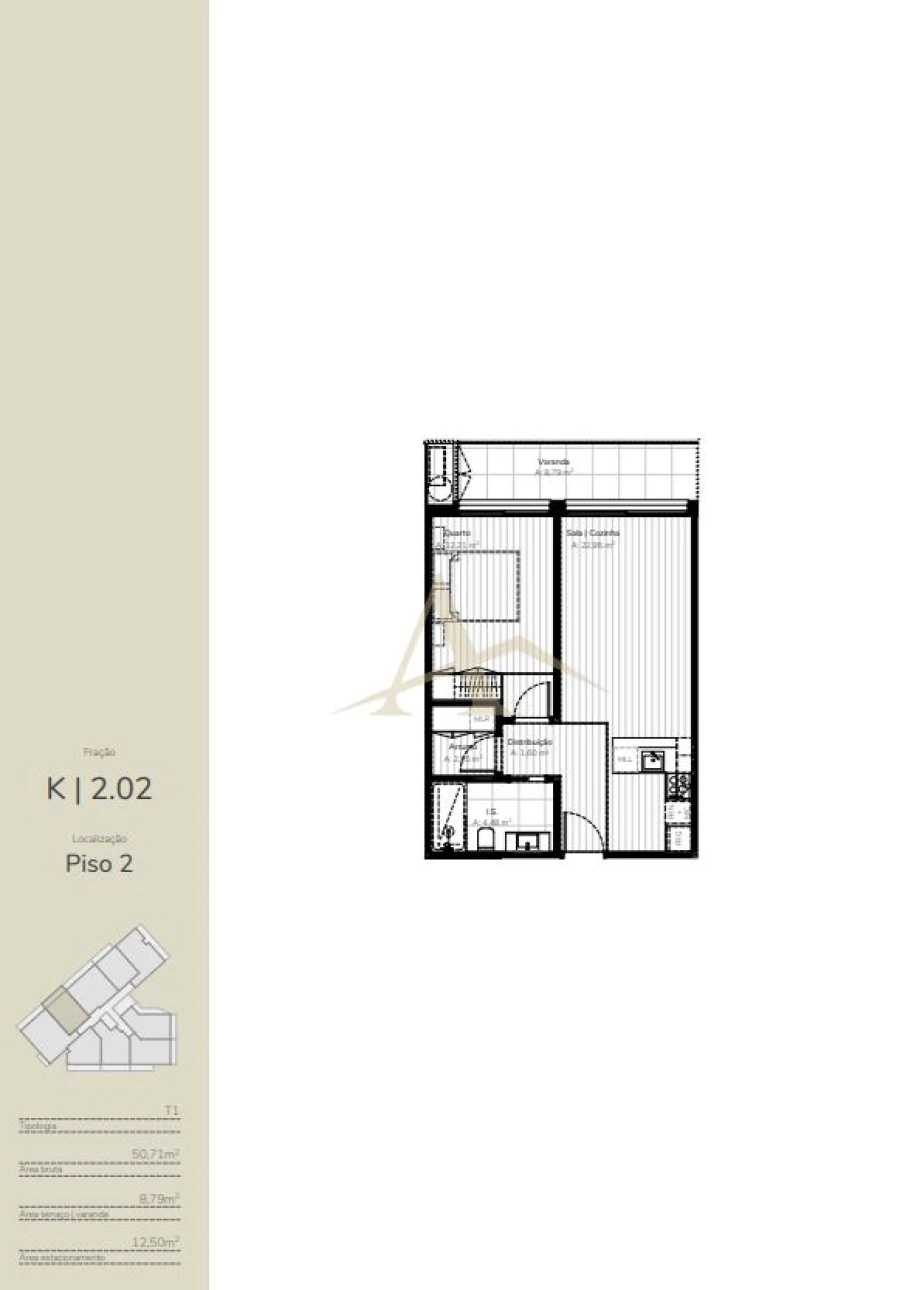 Apartamento T1 para Venda em Oliveira do Douro Planta 1
