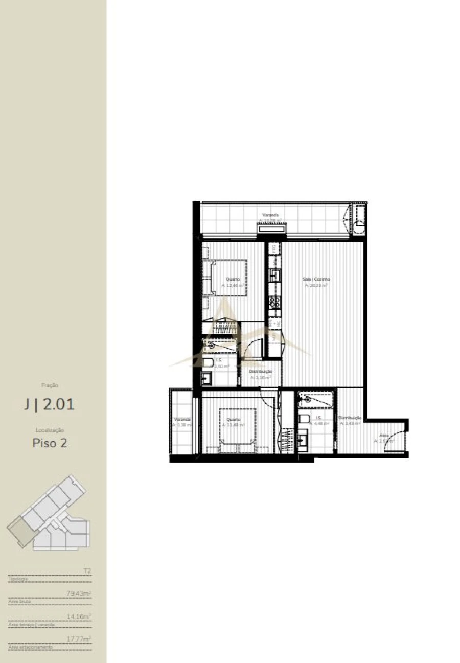 Apartamento T2 para Venda em Oliveira do Douro Planta 1