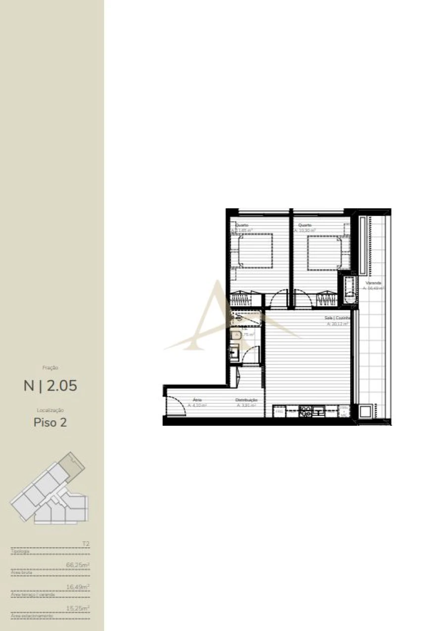 Apartamento T2 para Venda em Oliveira do Douro Planta 1