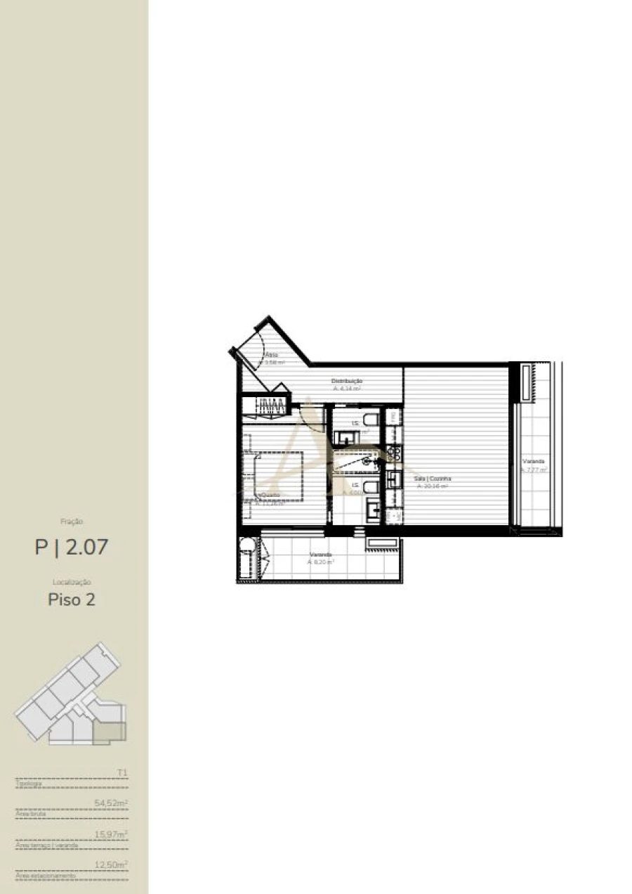 Apartamento T1 para Venda em Oliveira do Douro Planta 1